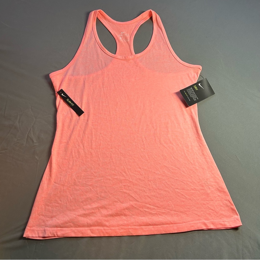 Nike Womens Size MEDIUM NEON ORANGE DRI FIT RACERBACK TANK TOP NEW WITH TAGS